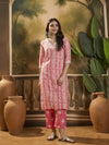 Floral Printed V Neck Straight Kurta Trouser With Dupatta