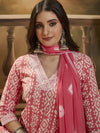 Floral Printed V Neck Straight Kurta Trouser With Dupatta