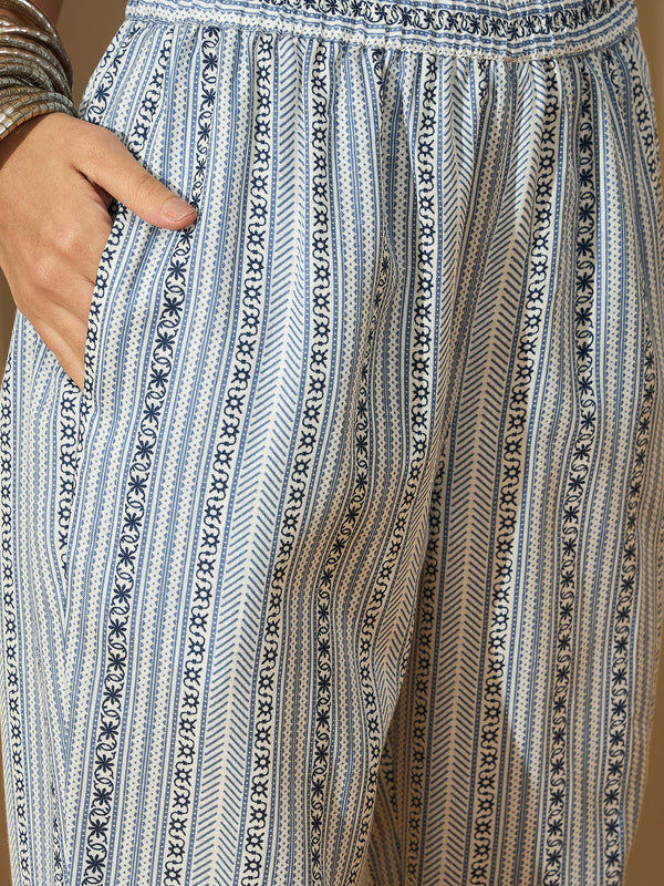 Floral Printed V Neck Straight Kurta Trouser With Dupatta