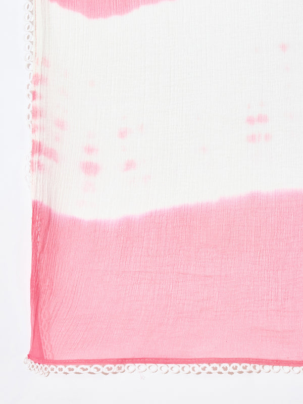 Peach Blossom Trail Floral Printed Straight Kurta with Trouser & Dupatta