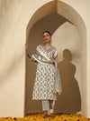 Pearl Garden Floral Printed White Lace Kurta Set with Dupatta