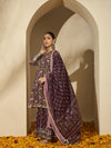 Iris Glow Purple Printed Cotton Kurta Sharara Set with Dupatta