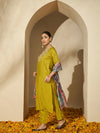 Embroidered Three Quarter Sleeves Kurta Trouser & Dupatta
