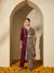 Wine Allure Maroon Embroidered Kurta with Trouser & Dupatta