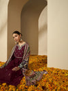 Wine Allure Maroon Embroidered Kurta with Trouser & Dupatta