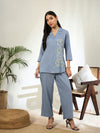 Aashra Embroidered Shirt Collar Co-Ord Set with Trousers