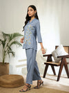 Aashra Embroidered Shirt Collar Co-Ord Set with Trousers - BANDIA