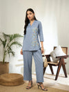 Aashra Embroidered Shirt Collar Co-Ord Set with Trousers - BANDIA