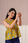Mustard Floral Sleeveless Top