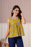 Mustard Floral Sleeveless Top