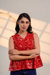 Red Floral Sleeveless Top
