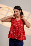 Red Floral Sleeveless Top