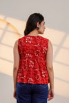 Red Floral Sleeveless Top