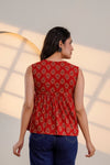 Red Floral Print Sleeveless Top