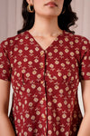 Maroon Floral Printed Short Sleeve Top