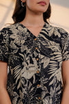 Black Floral Printed V-Neck Top