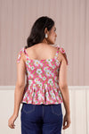 Pink Daisy Tie-Up Peplum Top