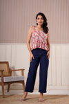 Pink Daisy Tie-Up Peplum Top