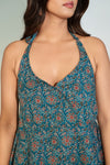 Teal Printed Halter Neck Top