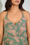 Teal Floral Halter Neck Top