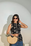 Black Floral Sleeveless Top