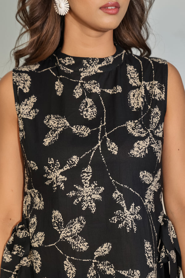 Black Floral Sleeveless Top