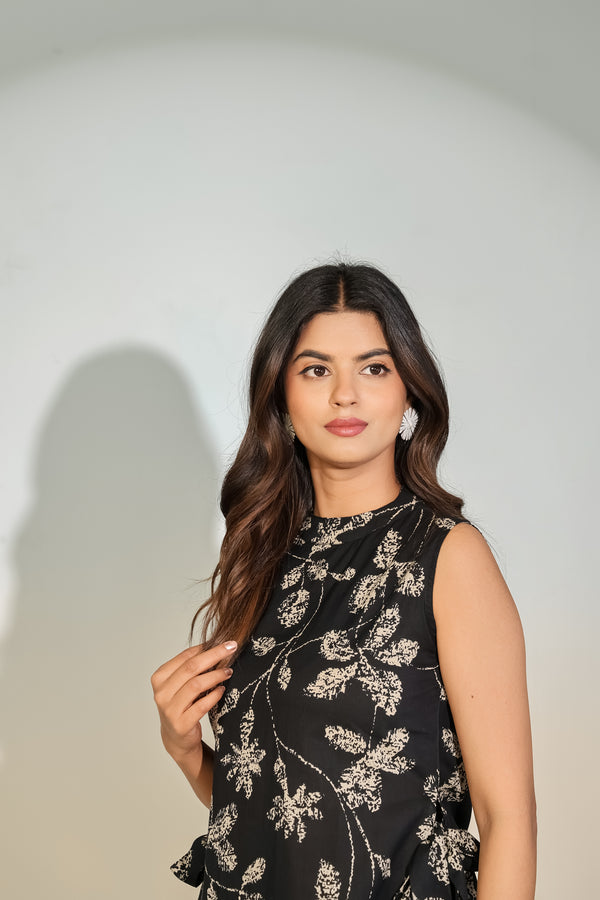 Black Floral Sleeveless Top