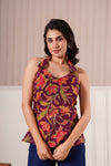 Maroon Floral Halter Neck Top