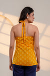 Mustard Printed Halter Neck Top