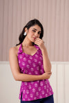Magenta Printed Halter Neck Top