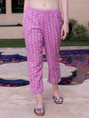 Purple Cotton Printed Anarkali Kurta Pant with Dupatta Set Ethnic Wear for Women