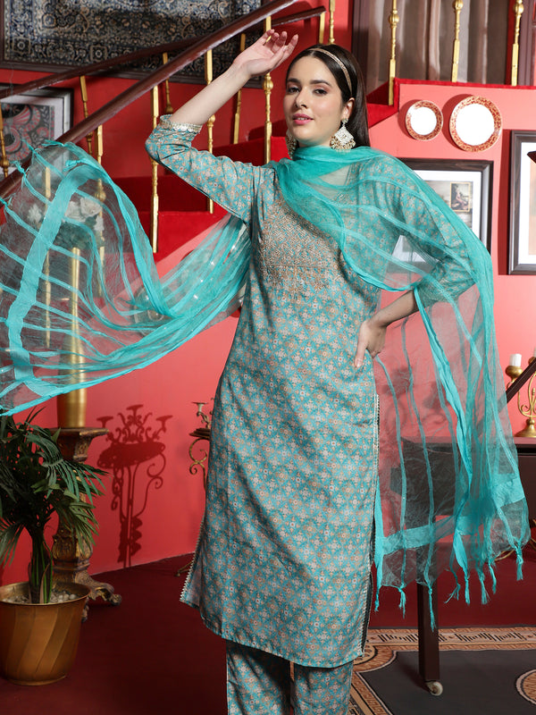 Ocean Mist Kurta Pant Dupatta Set