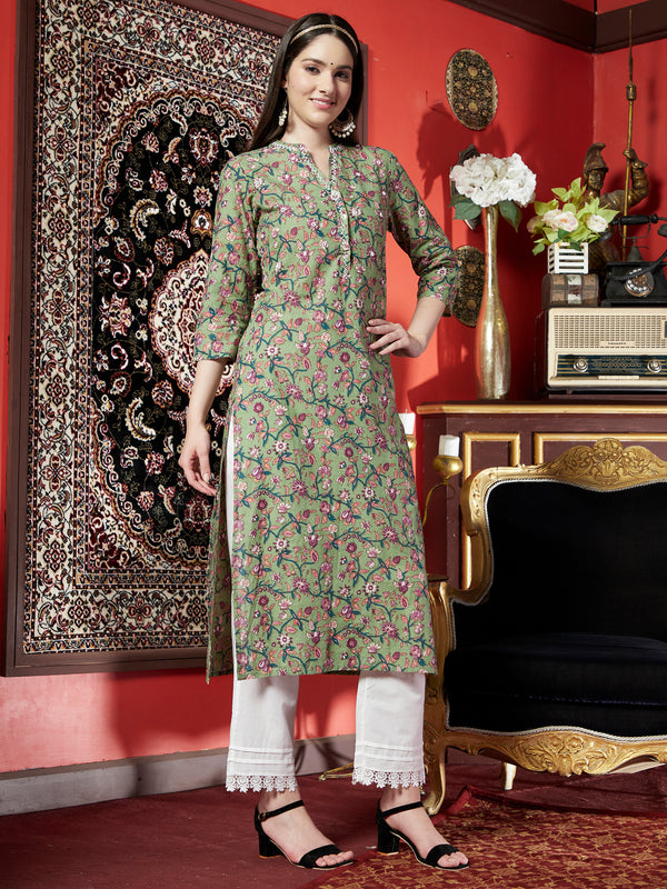 Fern Whisper Printed Cotton Kurta