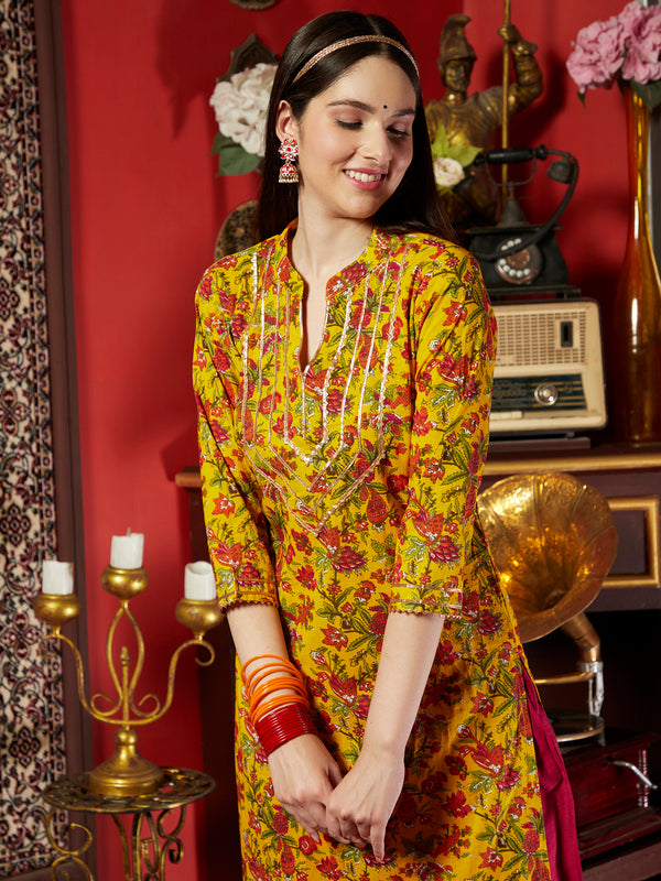 Amber Glow Printed Cotton Kurta