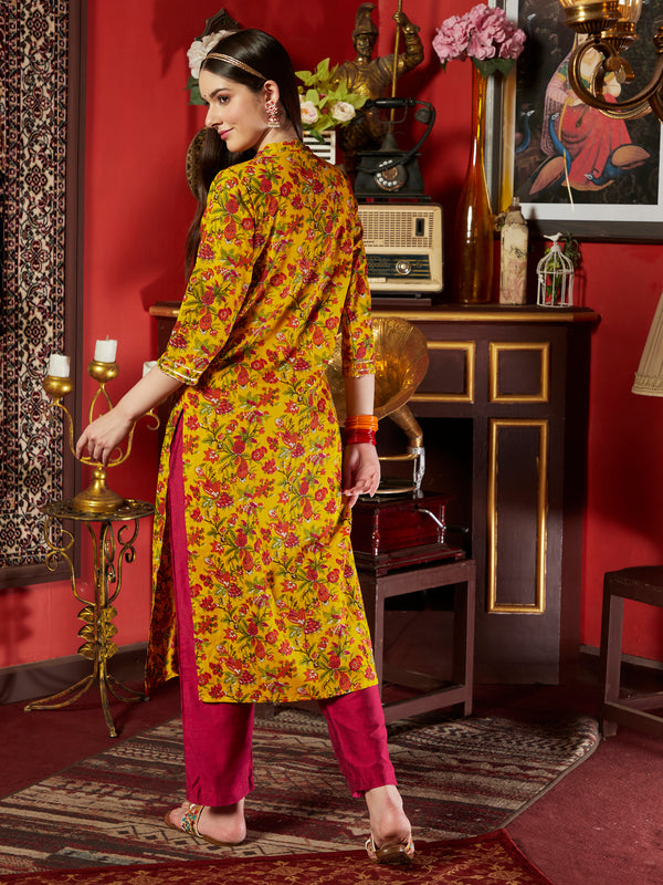 Amber Glow Printed Cotton Kurta