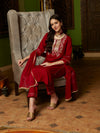 Crimson Aura Embroidered Kurta Pant with Dupatta Set Ethnic Wear for Women