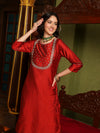 Ethnic Motif Embroidered Straight Zari Kurta & Trouser With Dupatta