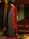 Ethnic Motif Embroidered Straight Zari Kurta & Trouser With Dupatta