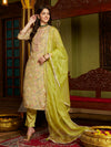 Mystic Yellow Floral Printed Kurta Pant with Dupatta Set Ethnic Wear for Women