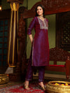 Majestic Mauve Silk Blend Kurta Pant With Dupatta Set