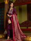Majestic Mauve Silk Blend Kurta Pant With Dupatta Set
