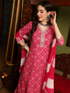 RangrezaBandhej Printed Kurta Pant Dupatta Set