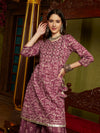 Royal Orchid Purple Kurta Sharara with Dupatta Set