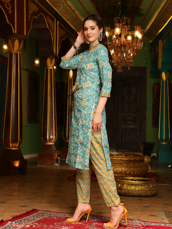 Whispering Meadows Printed Kurta Pant Dupatta Set