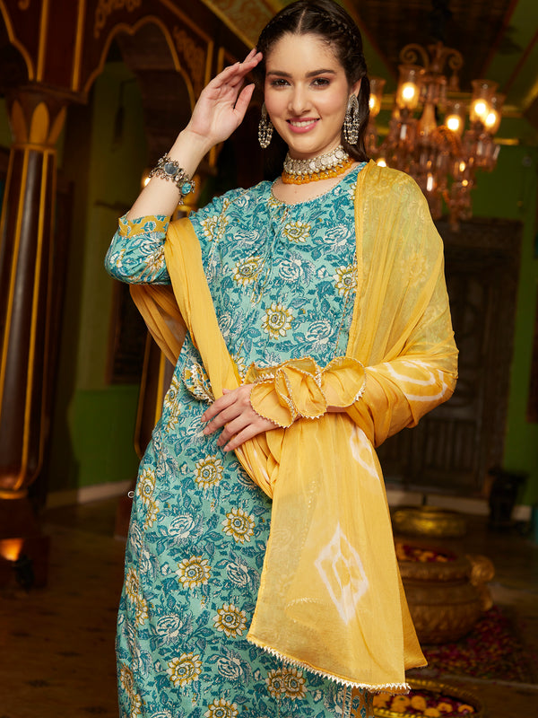 Whispering Meadows Printed Kurta Pant Dupatta Set