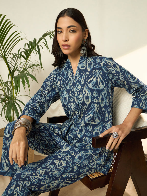 Ishya Blue Pure Cotton Co-ord Set with Top & Trousers