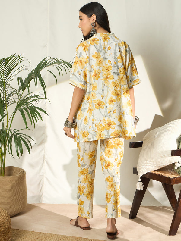Mehira Floral Printed Cotton Tunic & Trouser Co-ord Set