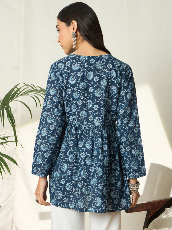Fernhill – Floral Printed Pure Cotton V-Neck Empire Top