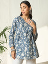 Ocean Verge – Blue Printed Pure Cotton Top