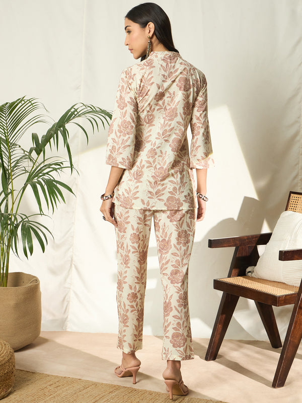 Naira Meadow Floral Printed Tunic & Trouser Co-Ord Set